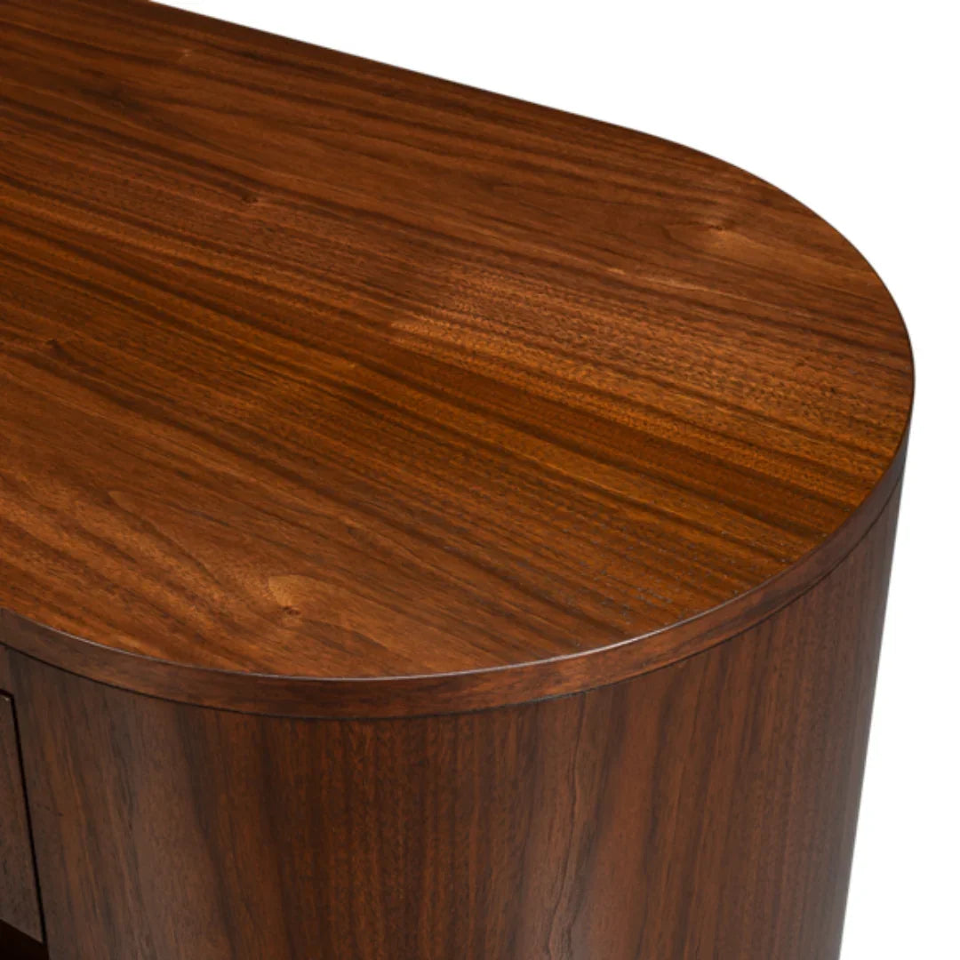 Table console oblongue en noyer foncé