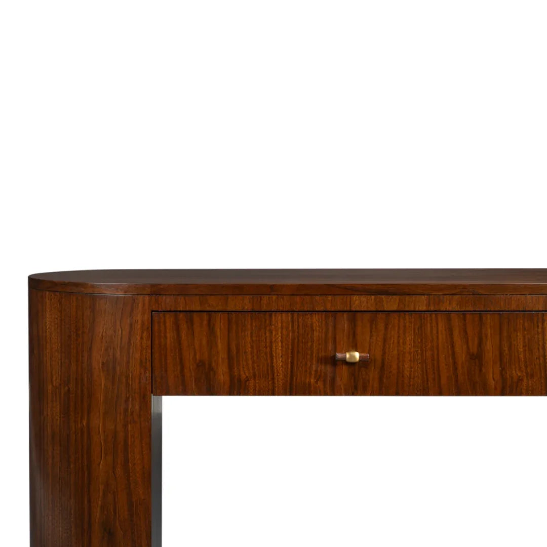 Table console oblongue en noyer foncé