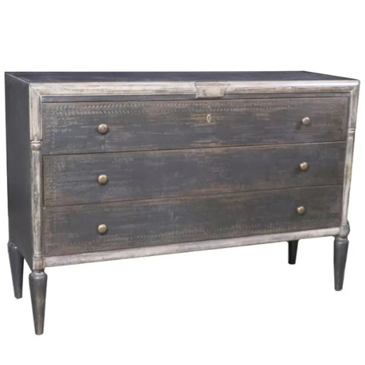 Commode trois tiroirs couleur anthracite vieilli