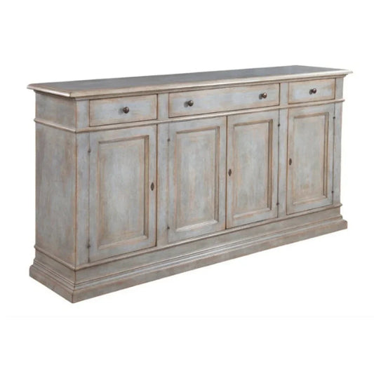 Buffet quatre portes bleu-gris vieilli