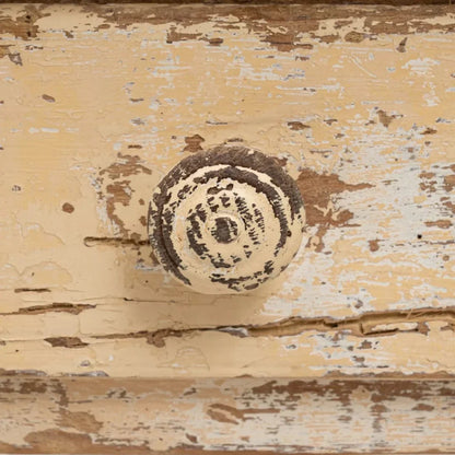 Table de salle à manger de style campagnard français, couleur crème vieillie, vers 1900