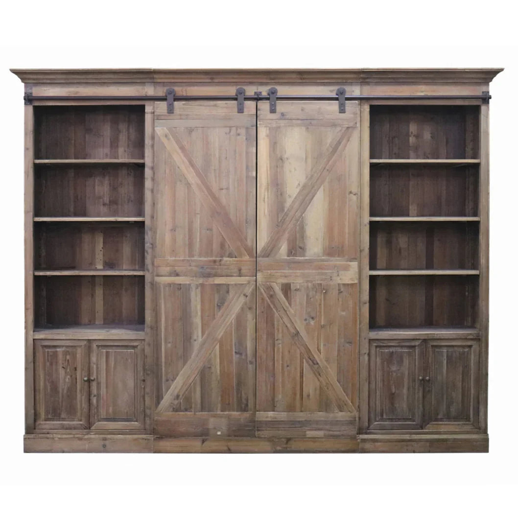 Armoire rustique en bois avec porte coulissante de grange