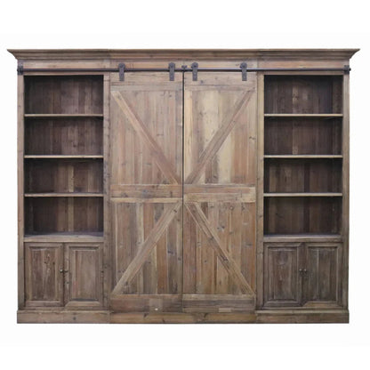 Armoire rustique en bois avec porte coulissante de grange