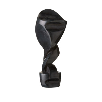 Sculpture abstraite dynamique en marbre noir
