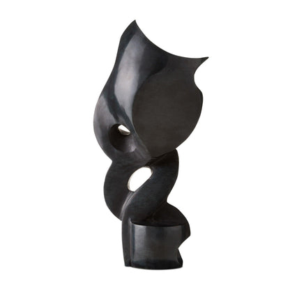 Sculpture abstraite dynamique en marbre noir