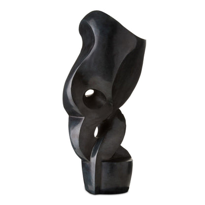 Sculpture abstraite dynamique en marbre noir