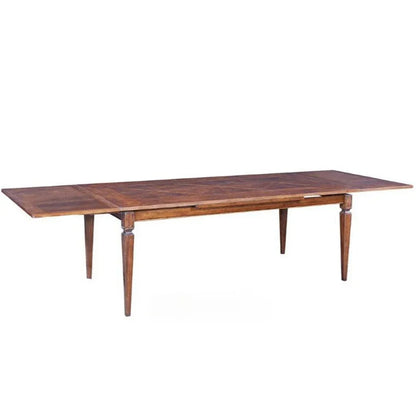 Table de salle à manger française extensible avec plateau en parquet