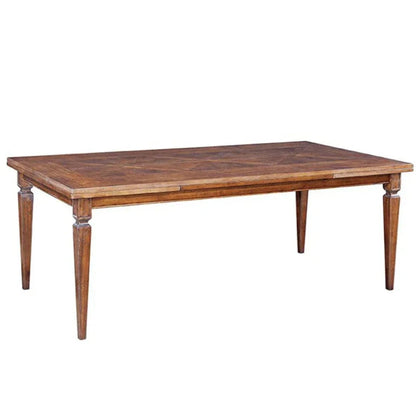 Table de salle à manger française extensible avec plateau en parquet