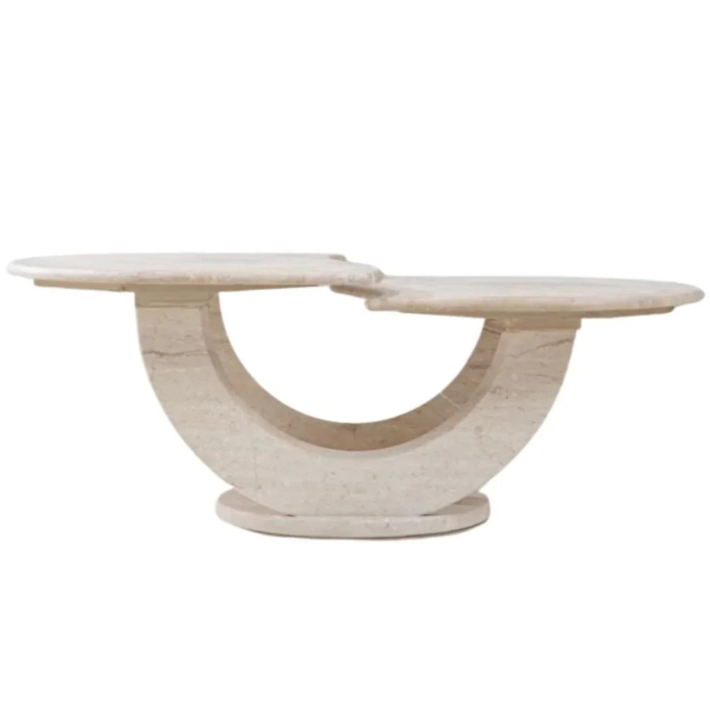 Table basse vintage en travertin italien, vers 1950