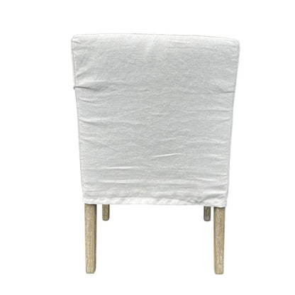 Fauteuil de salle à manger recouvert de lin écru