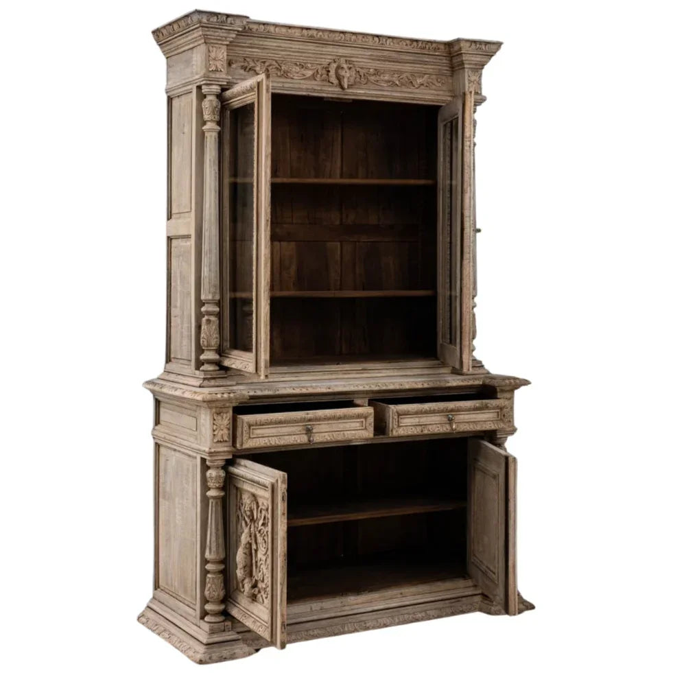 Belgique, cabinet sculpté avec vitrine, XIXe siècle, vers 1880