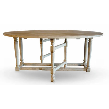 Table de salle à manger à abattants avec plateau en bois de style campagnard français