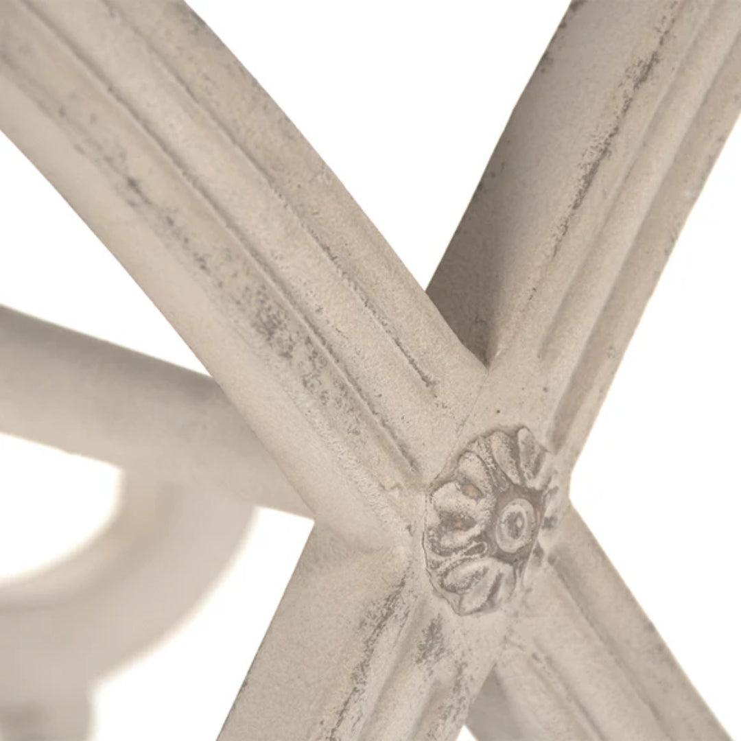 Petit tabouret d'appoint blanc à volutes