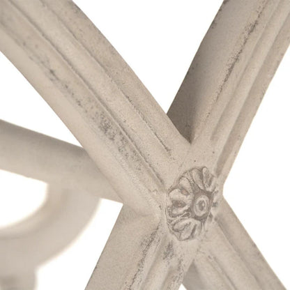 Petit tabouret d'appoint blanc à volutes