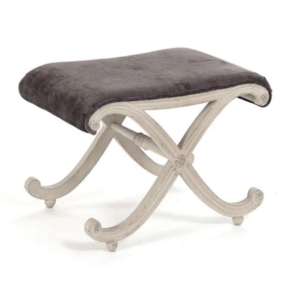 Petit tabouret d'appoint blanc à volutes