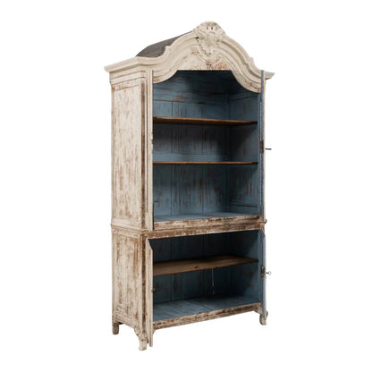 Armoire cintrée à porte en grillage à poules patiné, de style français, vers 1840