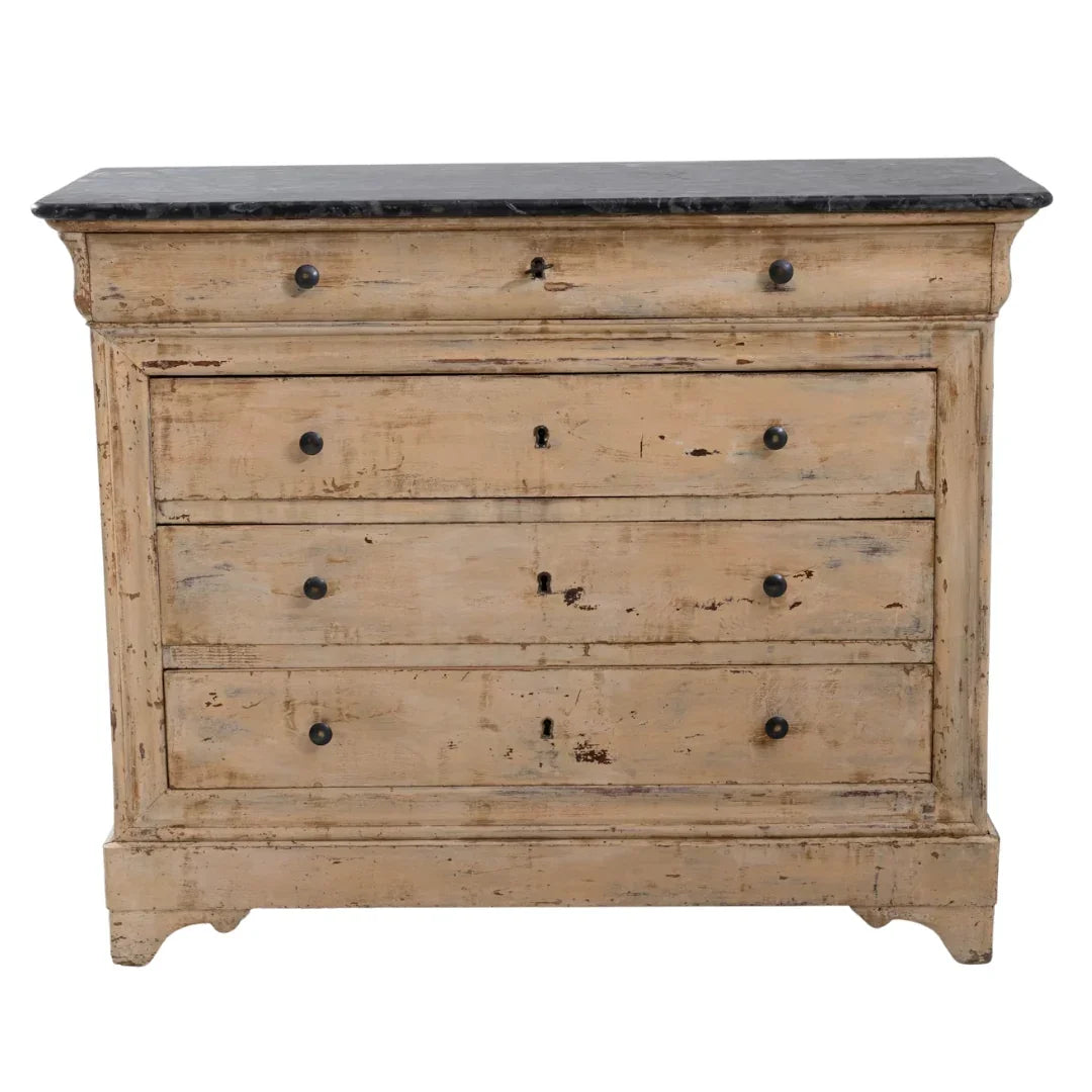 Commode française à plateau en marbre patiné, vers 1880