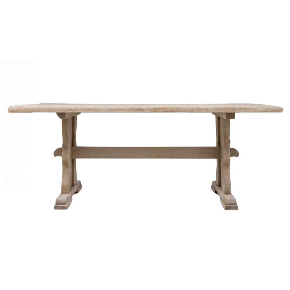 Table de salle à manger à tréteaux en chêne de style provençal français, vers 1940
