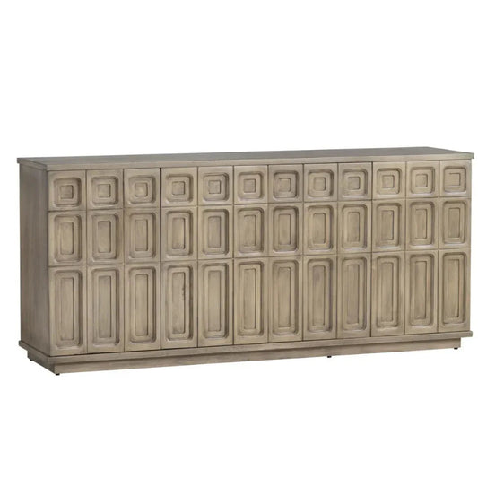 Buffet vintage en bois à motifs géométriques