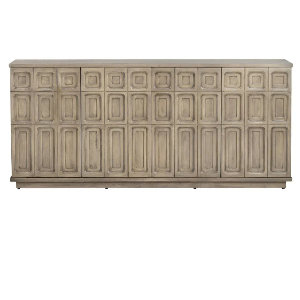 Buffet vintage en bois à motifs géométriques