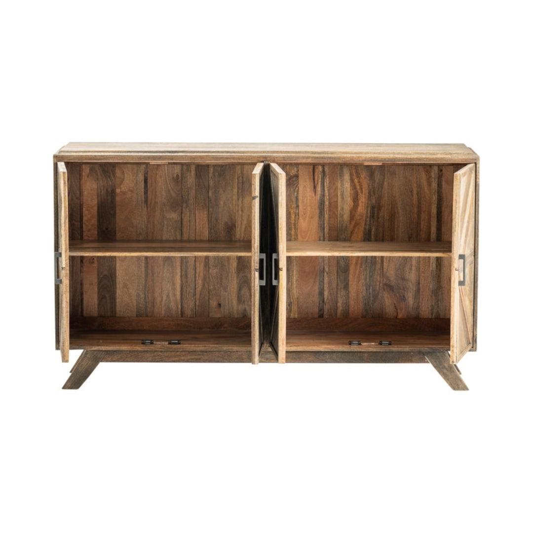 Buffet rustique en bois au design géométrique