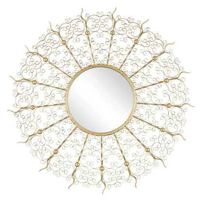 Miroir rond à effet soleil et feuille d'or