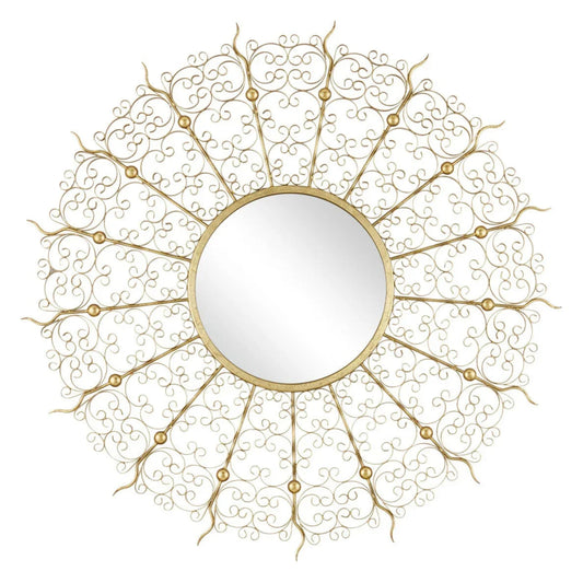 Miroir rond à effet soleil et feuille d'or
