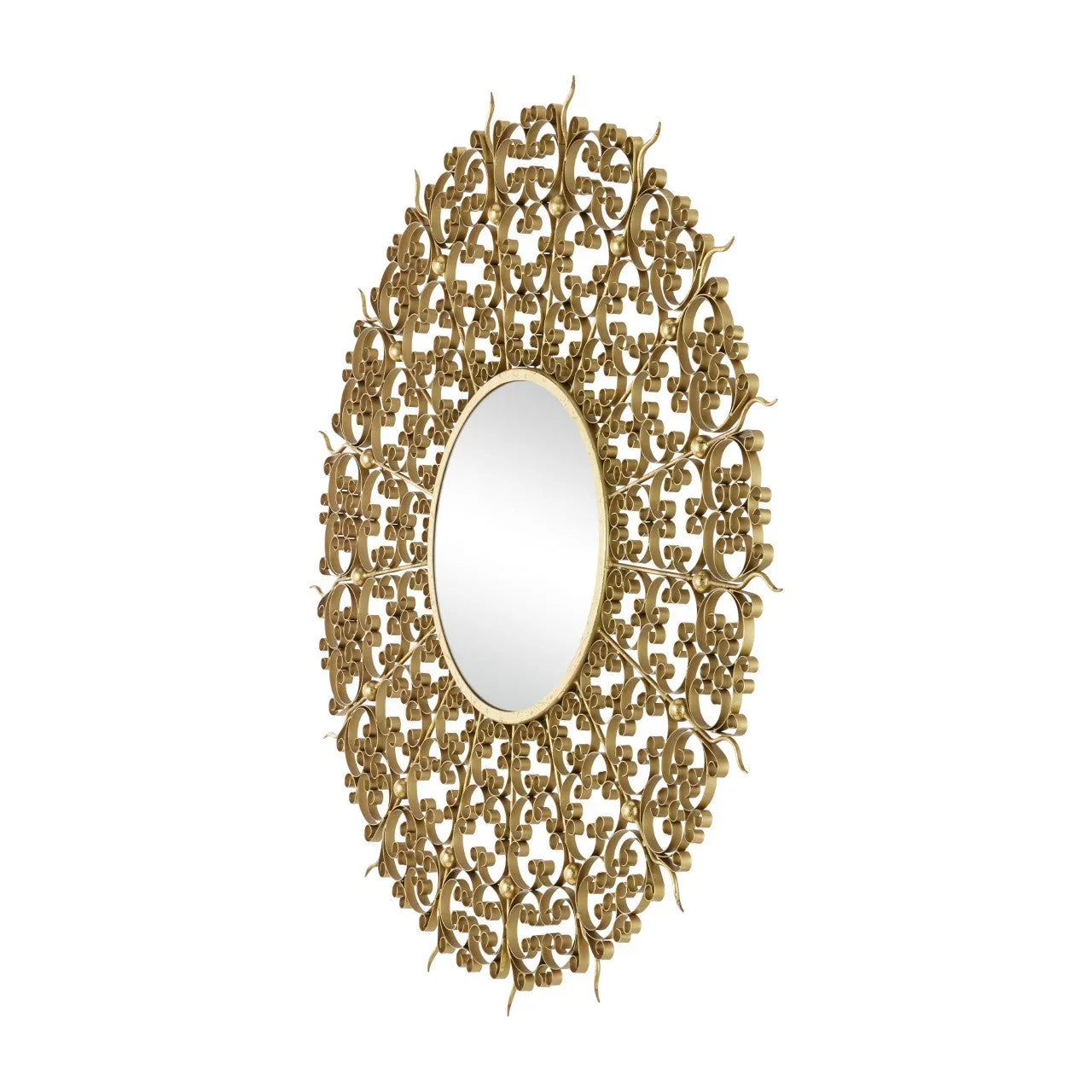 Miroir rond à effet soleil et feuille d'or