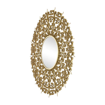 Miroir rond à effet soleil et feuille d'or