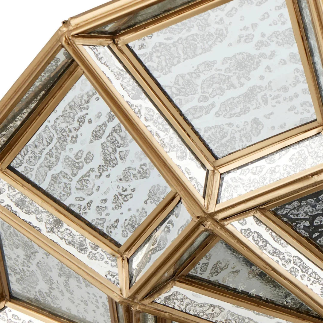 Plafonnier semi-encastré en verre mercurisé doré