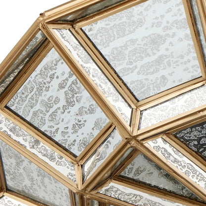 Plafonnier semi-encastré en verre mercurisé doré