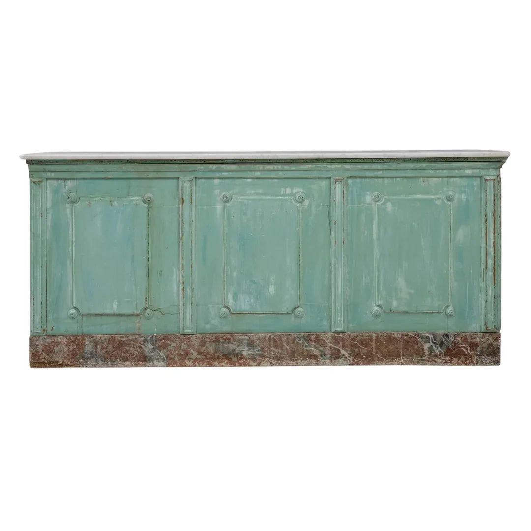 Buffet de style campagnard français avec plateau en marbre vert, vers 1850