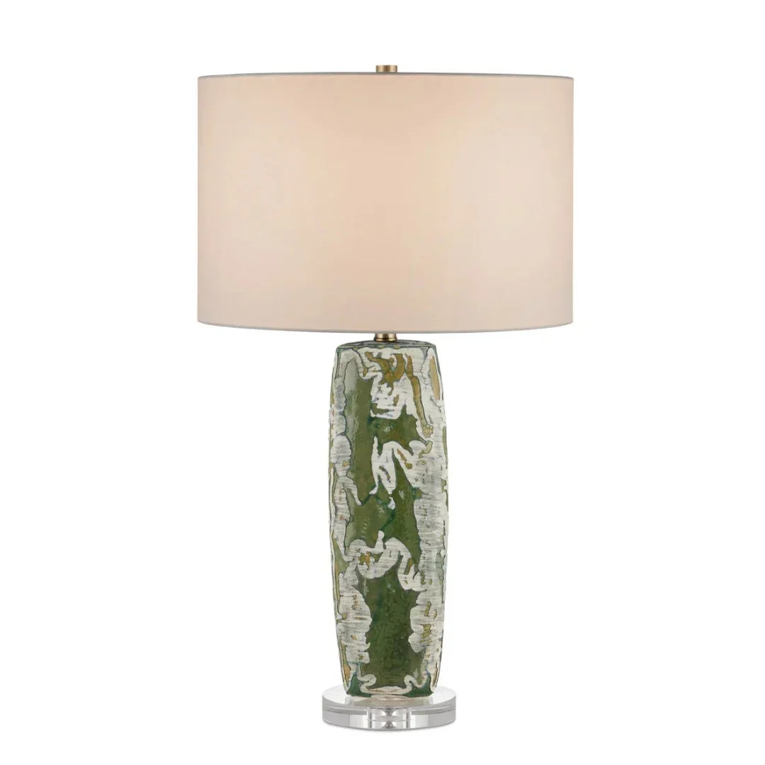 Lampe de table en céramique fumée verte