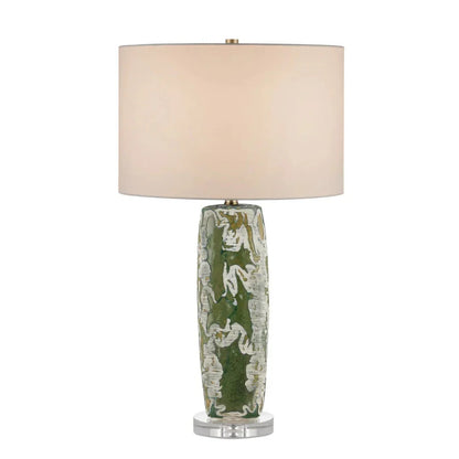 Lampe de table en céramique fumée verte