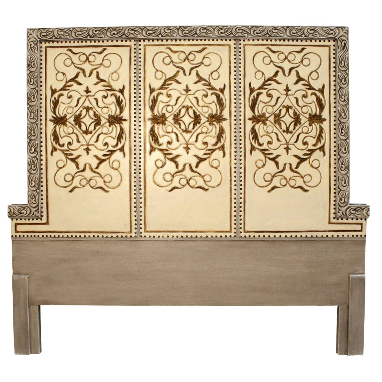 Tête de lit baroque en cuir sculpté à la main