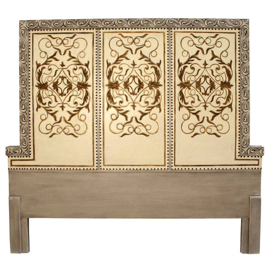 Tête de lit baroque en cuir sculpté à la main