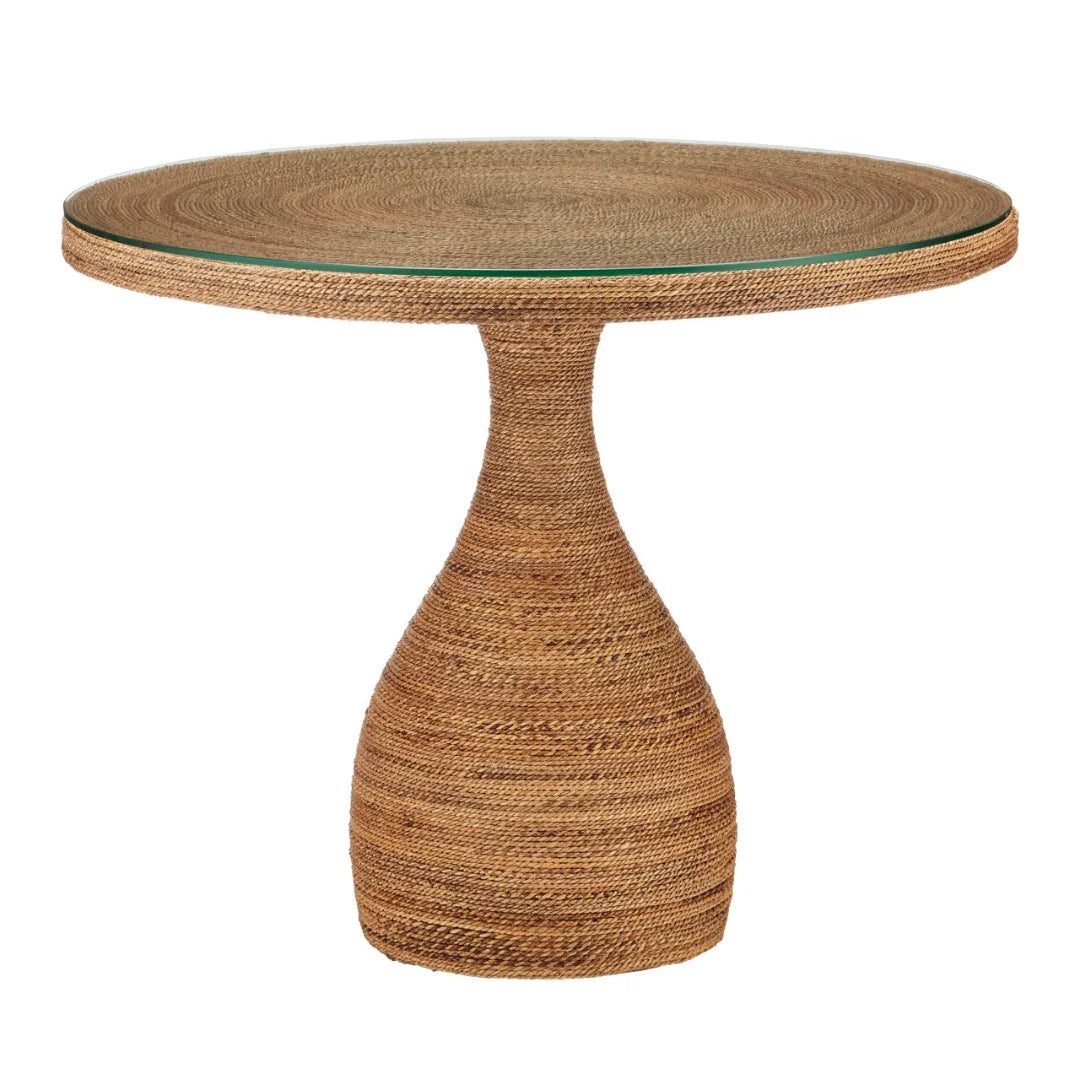 Table de bistro en corde d'abaca tressée à la main