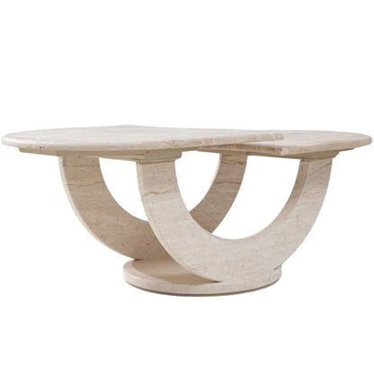 Table basse vintage en travertin italien, vers 1950