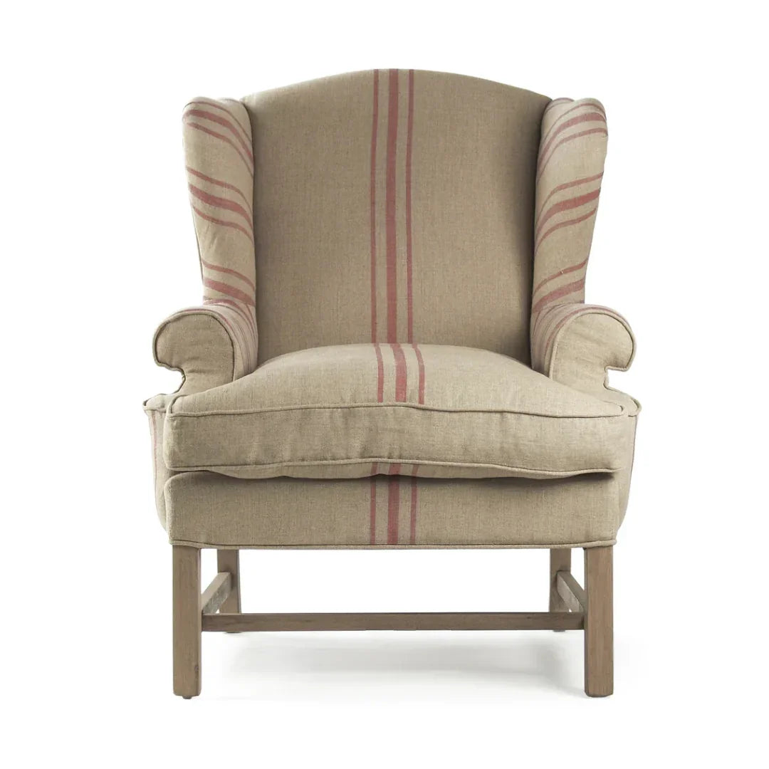 Fauteuil d'appoint kaki français à rayures rouges