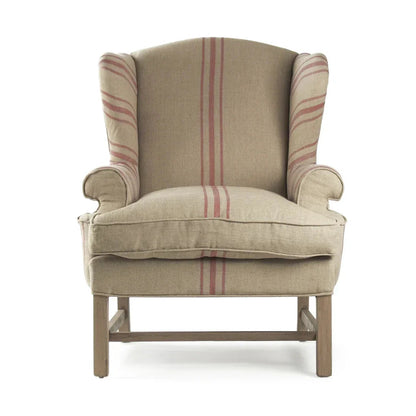 Fauteuil d'appoint kaki français à rayures rouges