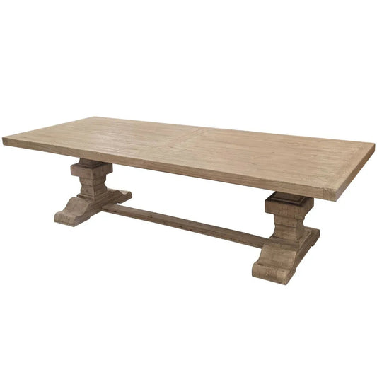 Grande table de salle à manger en vieux bois d'orme blanchi