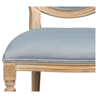 Paire de chaises de salle à manger à médaillon en velours bleu clair