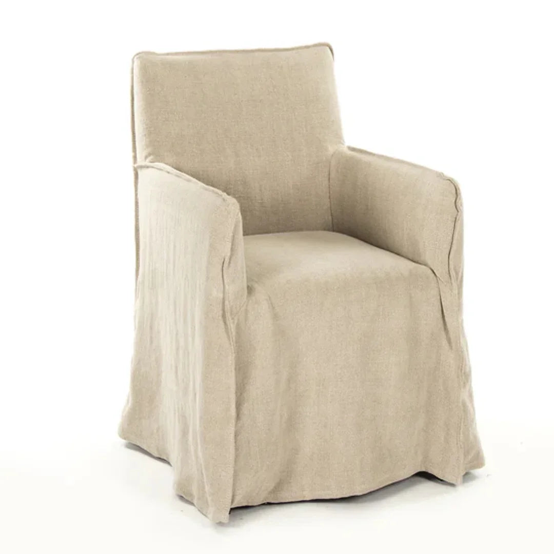 Chaise de salle à manger déhoussable en lin