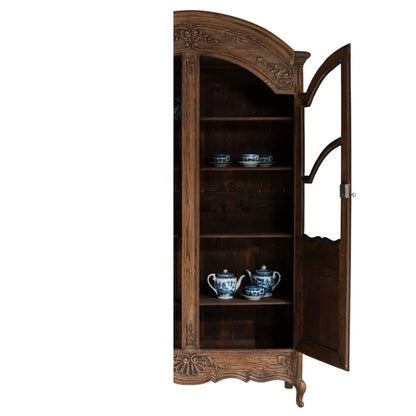 Vitrine Louis XV voûtée en chêne, vers 1820