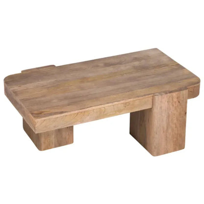 Table basse rustique en bois de manguier avec pieds massifs
