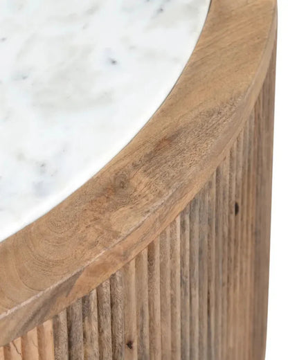 Table basse en bois de manguier avec plateau en marbre