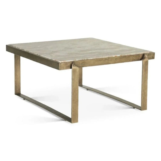 Table basse Zanadu en laiton et marbre