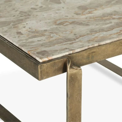 Table basse Zanadu en laiton et marbre