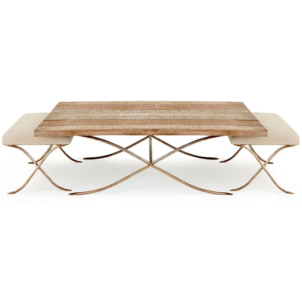 Table basse rustique contemporaine avec tabourets