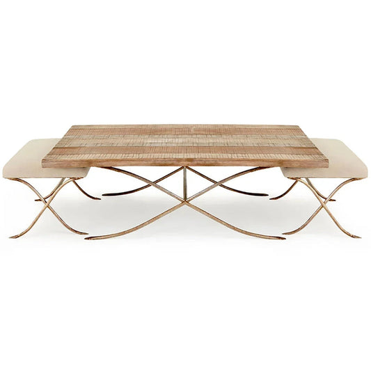 Table basse rustique contemporaine avec tabourets